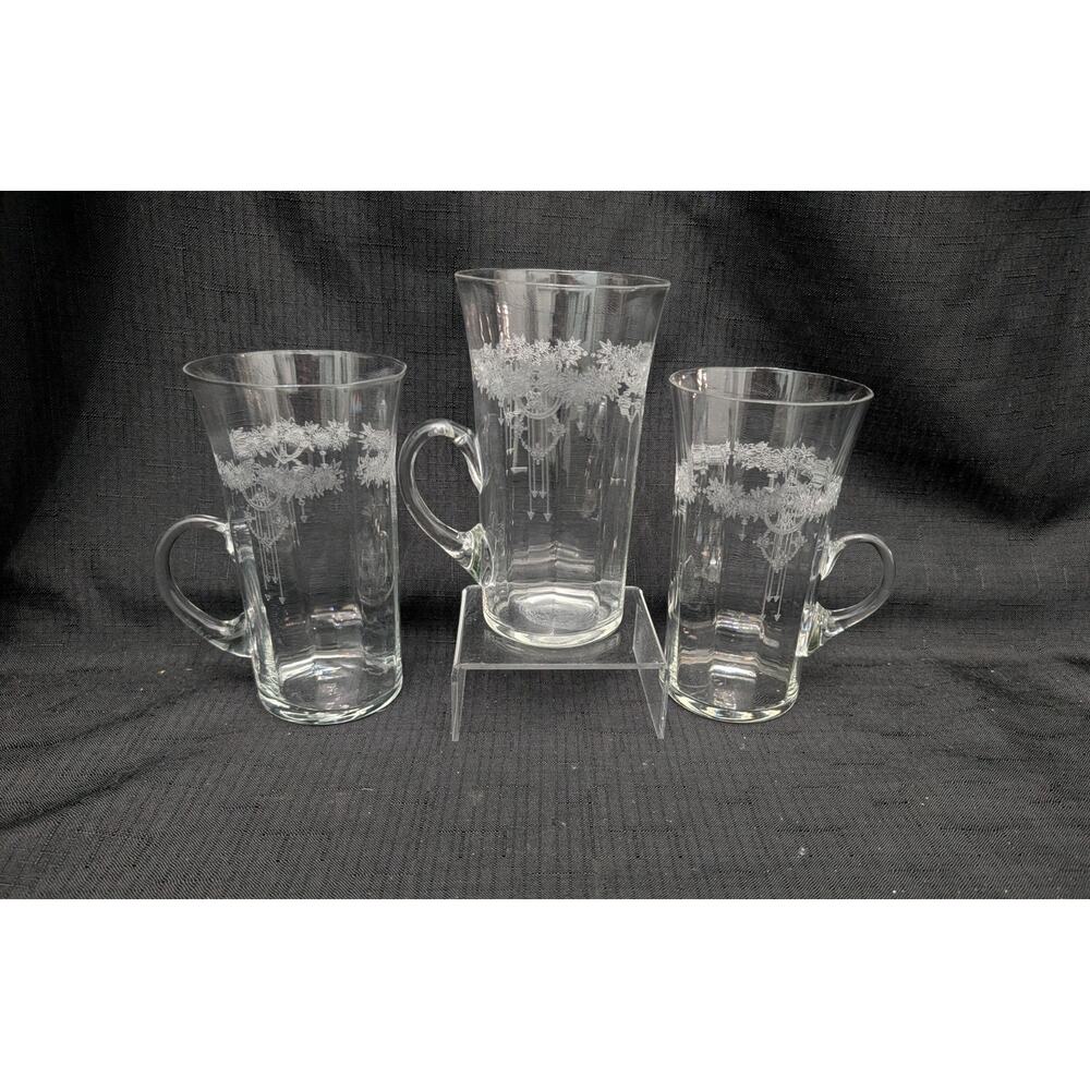 MONONGAH Roseland Flat Iced Tea Glasses Floral Pendulum Arrows 5” Set Of 3